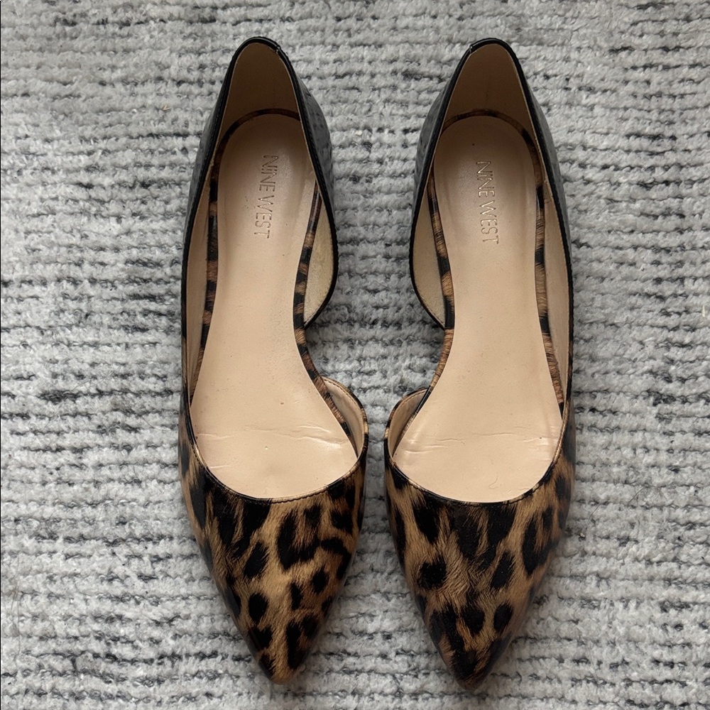 Nine West Black and Brown Leopard Flats